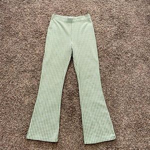 Urban Outfitters Green Plaid Flare Pants